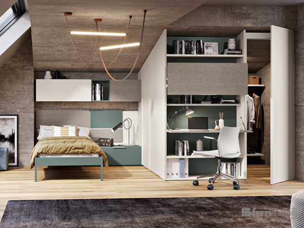 Composizione 108 – Cameretta stanza cabina con libreria e scrivania